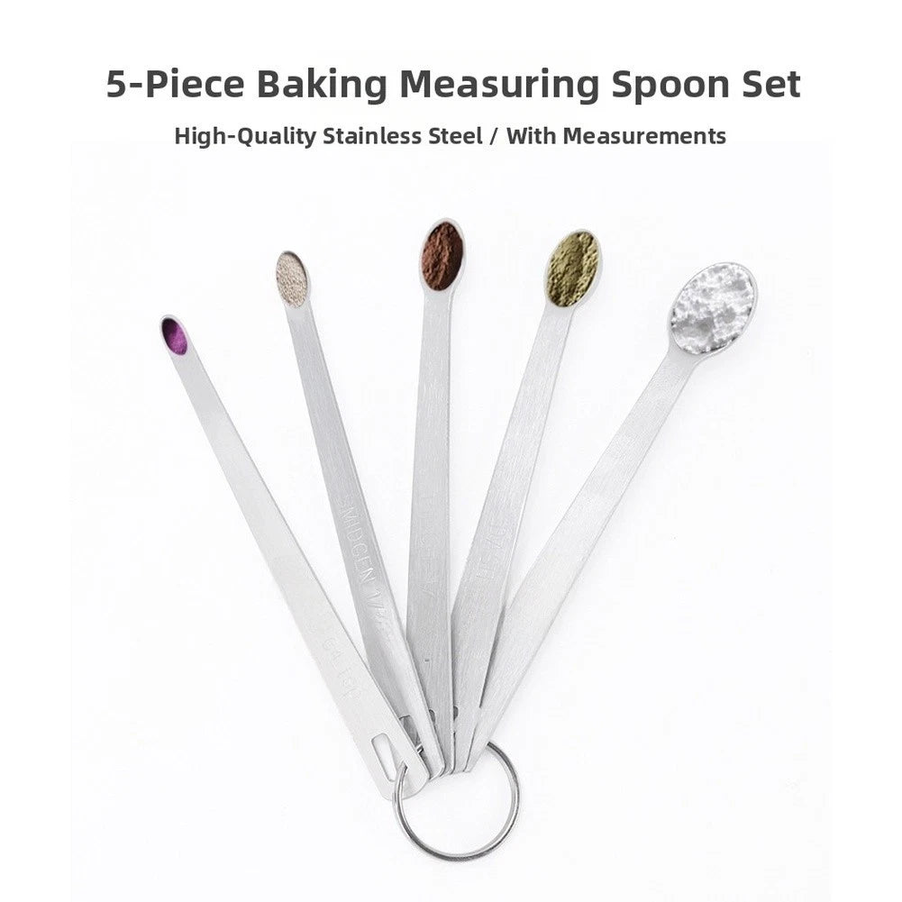 Set of 5 Stainless Steel Measuring Spoons for Kitchen Tools