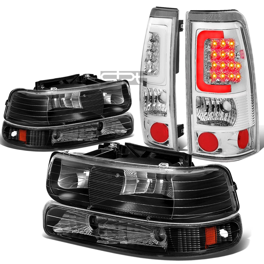 Headlight and Tail Light Set for Silverado (1999–2002) - Black Crystal, Chrome, LED