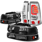 Headlight and Tail Light Set for Silverado (1999–2002) - Black Crystal, Chrome, LED
