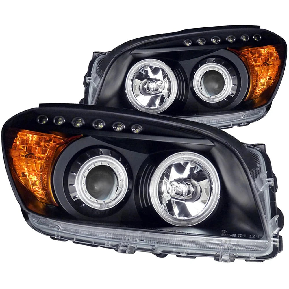 Black Clear Lens Projector Headlight Set w/Halo for 2006-2008 Toyota RAV4 [CCFL]