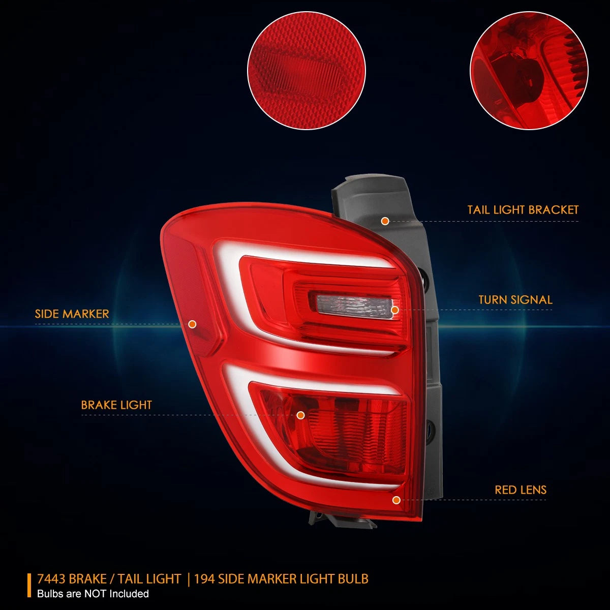 Tail Brake Light for Chevy Equinox (2016–2017) OE Style Red/Clear Chrome Housing