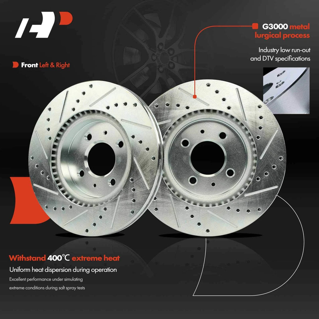 Front Drilled Brake Rotors & Ceramic Pads for Hyundai Accent Kia Rio (2006–2020)