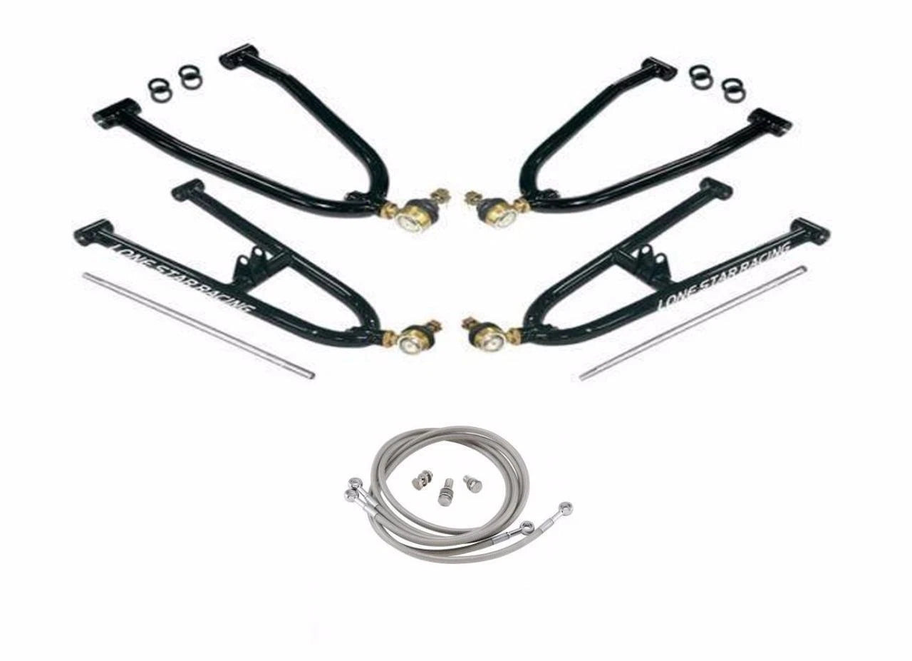 Lonestar Sport Extended A-Arms + Streamline Brake Lines for Yamaha Raptor 125 250 (2008–2014)