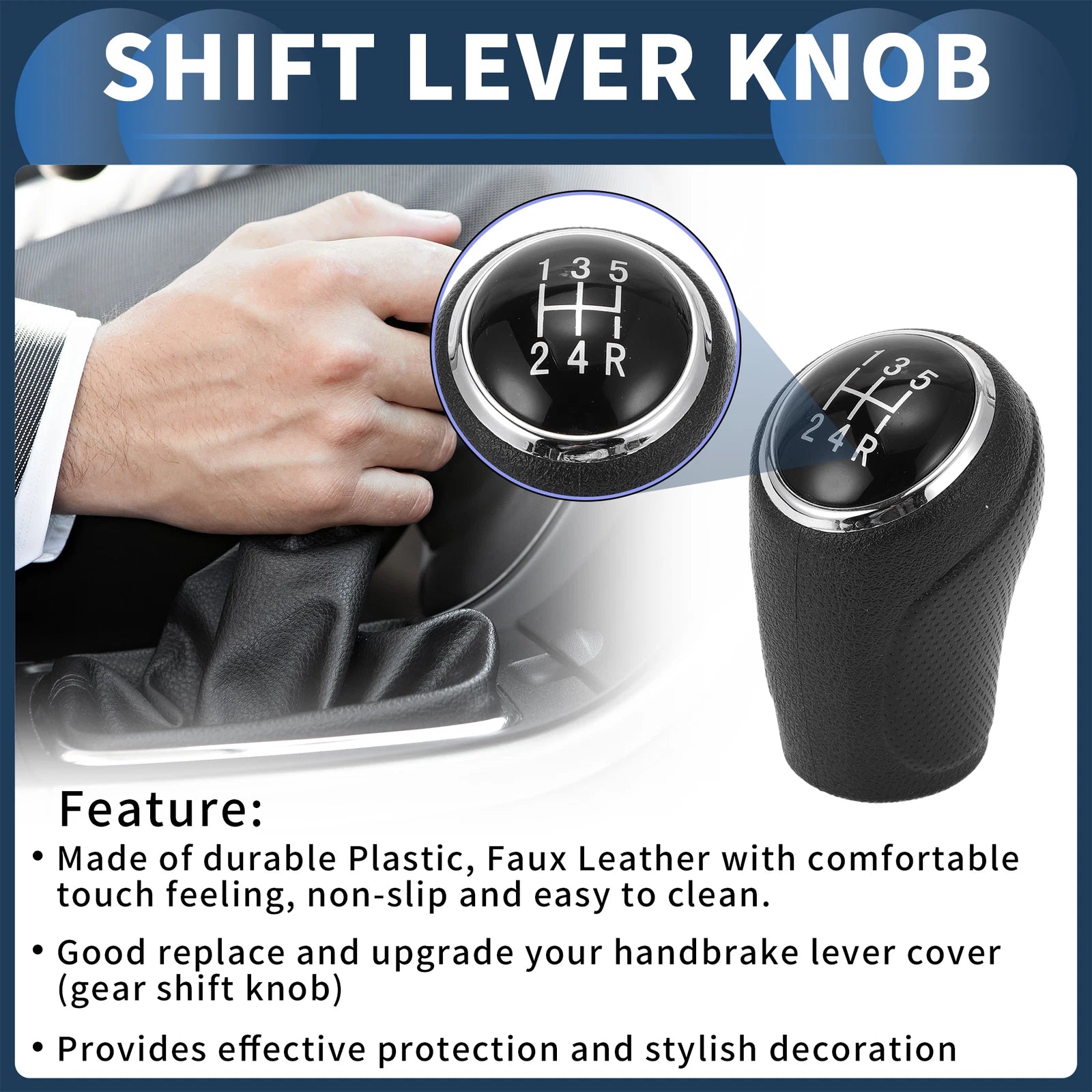 5 Speed Manual Gear Shift Knob for Suzuki SX4 S-Cross (2016–2021) Black Plastic