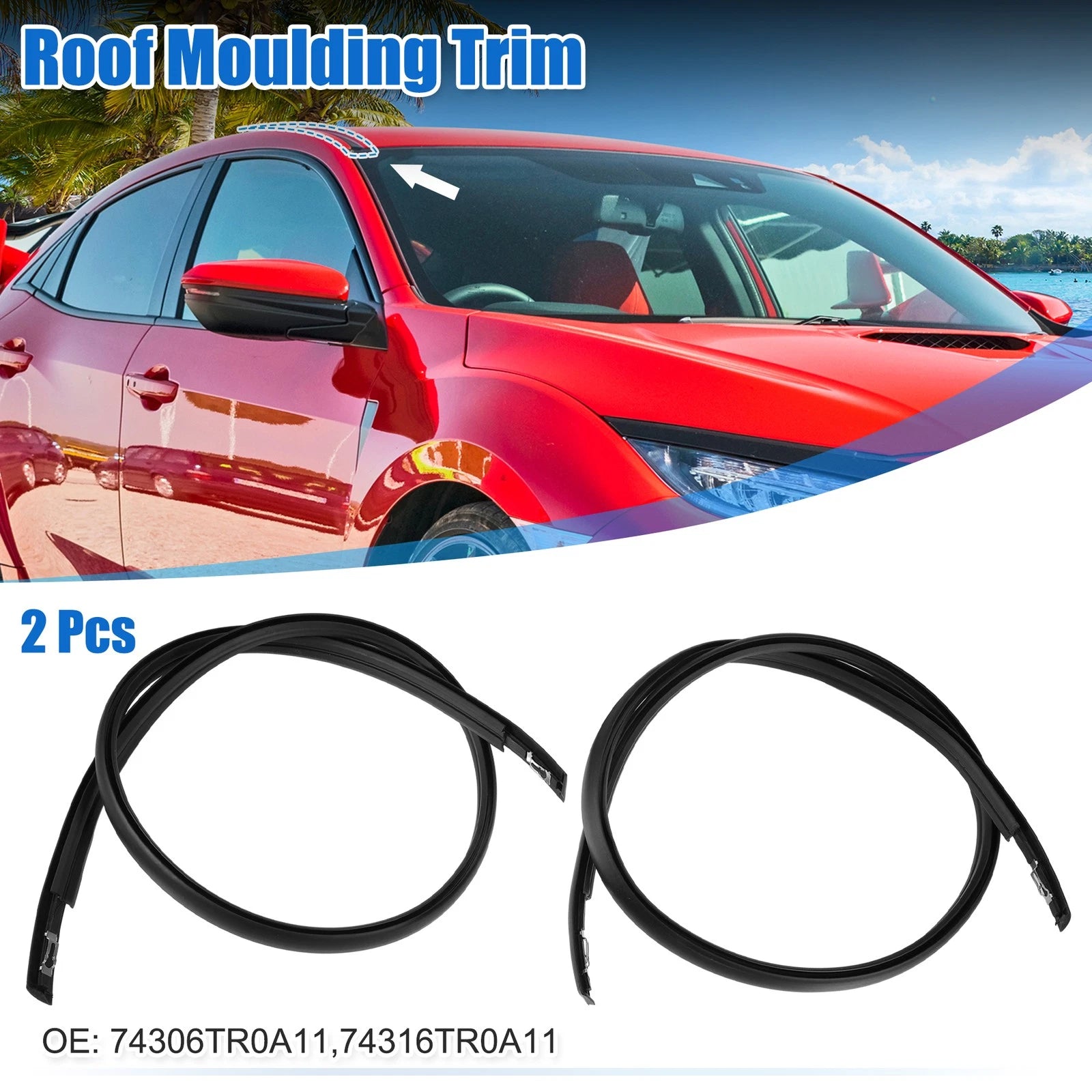 2 Pcs Sealing Strips for Honda Civic (2012–2015) No. 74306TR0A11/74316TR0A11