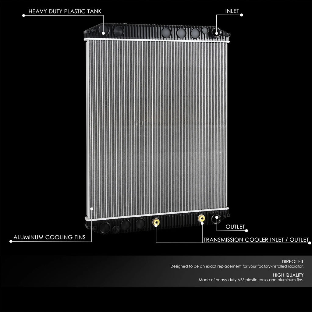 2-Row Aluminum Core Radiator for Volvo VNL 10.8/11.9/12.1/12.8/14.9/16.1L (2007–2014)