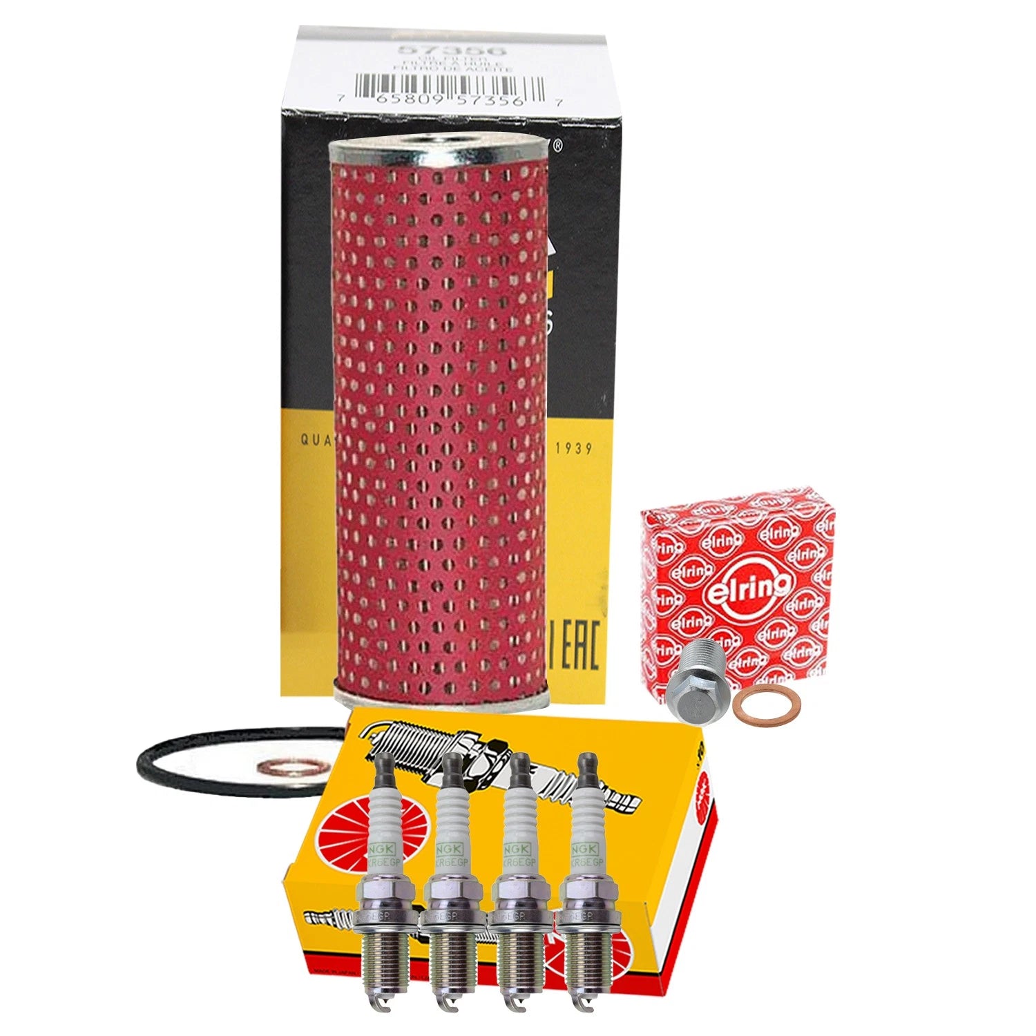 Wix Engine Oil Filter & NGK 4 Platinum Spark Plugs for Mercedes W203 C230 (2001–2007)