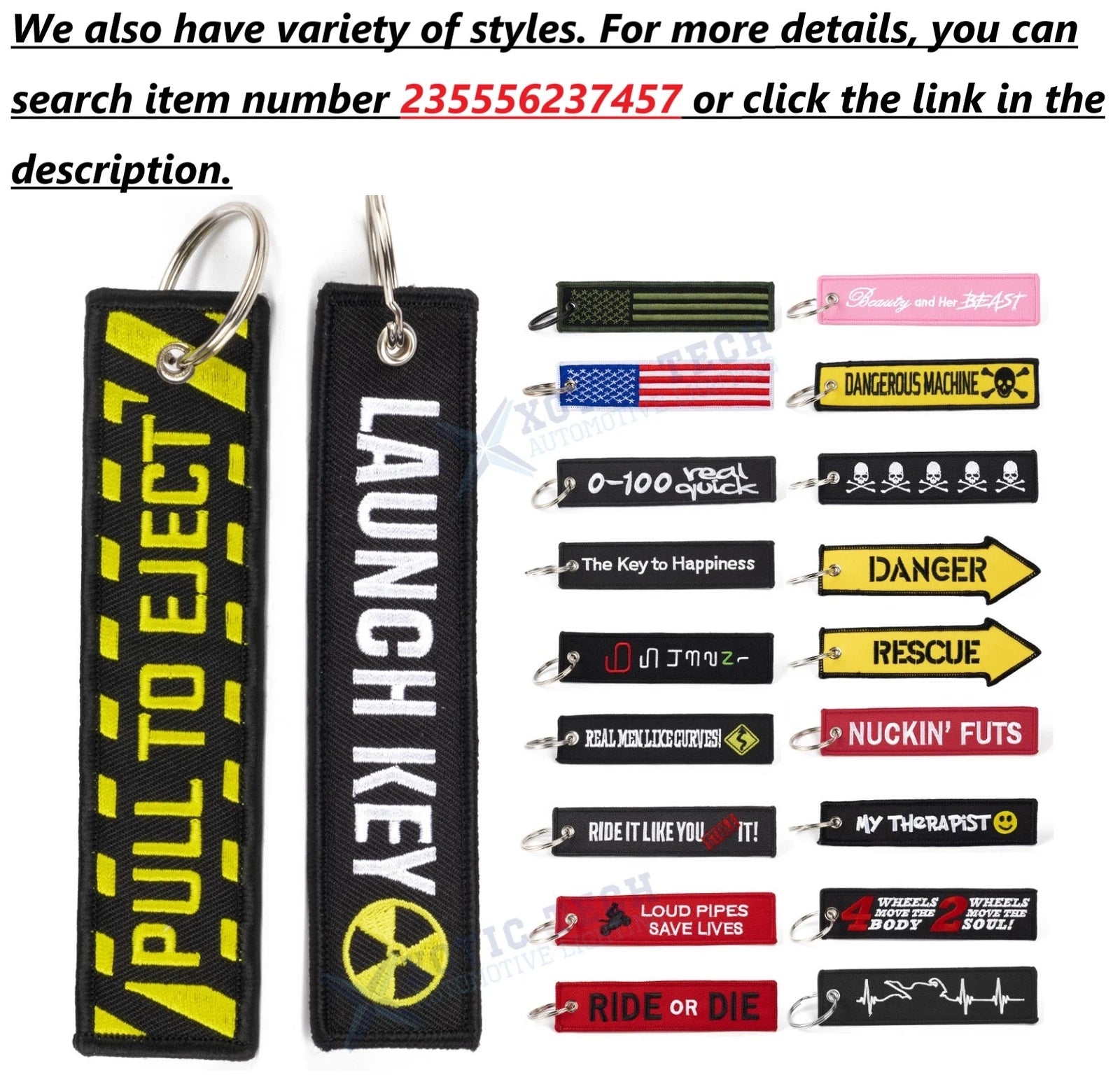 2Pcs Pull to Eject Key Keychain Tag for Key Ring (-)