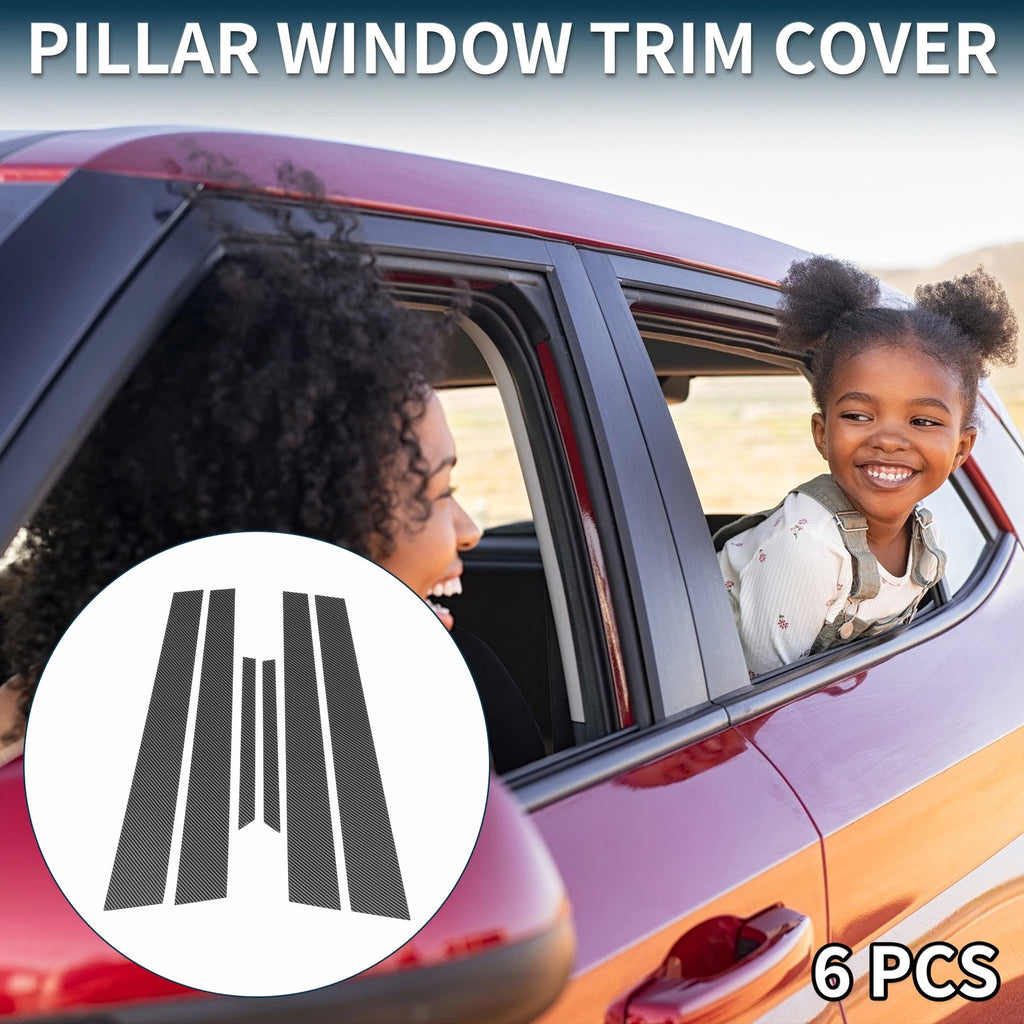 6 Pcs Door Pillar Window Trim for Honda Accord (1998–2002) Carbon Fiber