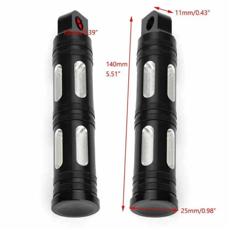 CNC Cut Black Foot Pegs for Chopper Touring Sportster (CN #3)
