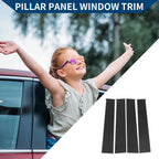 Set of 4 Car Pillar Window Trim for Chevrolet Silverado (2014–2018) Black Carbon Fiber