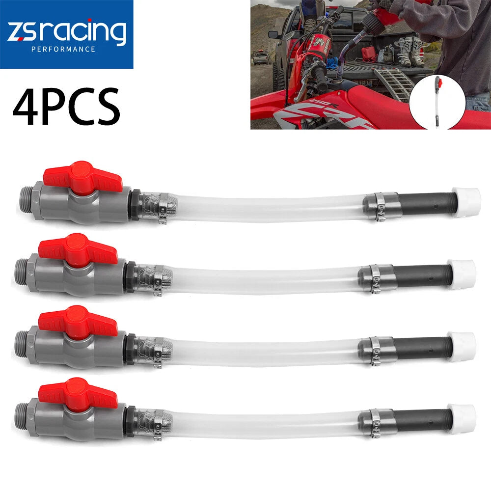Set of 4 Racing Fuel Jug Filler Hoses with Shutoff Valve