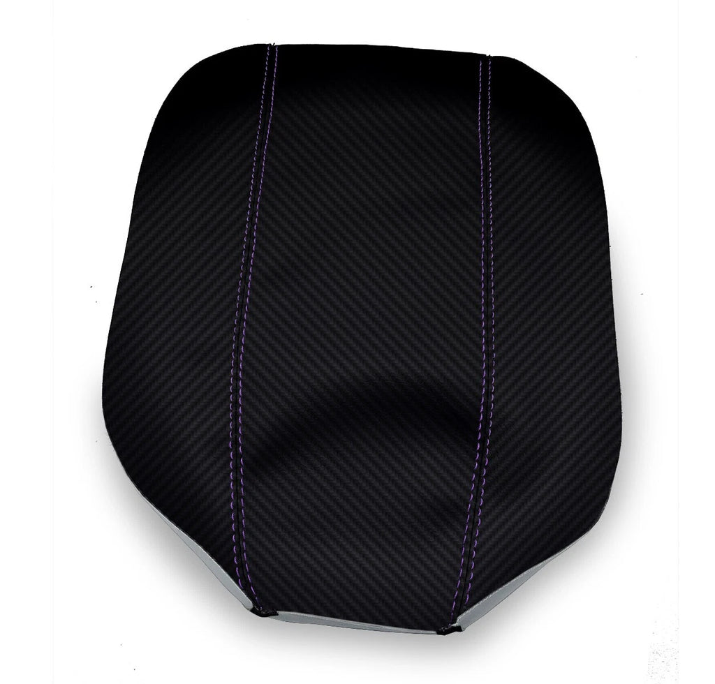 Console Lid Armrest Cover for Scion TC (2005–2010) - PVC Carbon, Purple Stitch