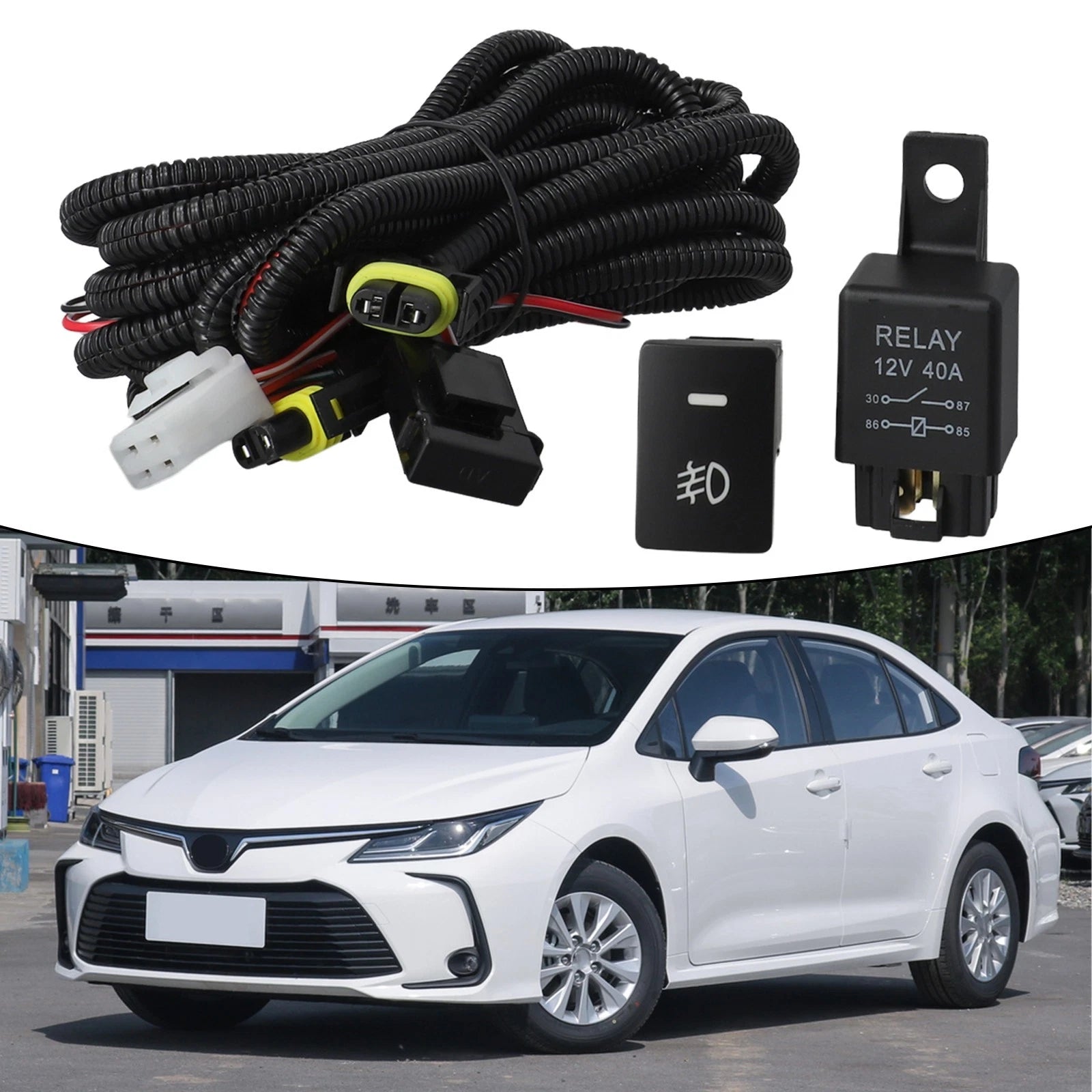 H11 Adapters Fog Light LED Wiring Harness Switch Kit for Toyota (12V)