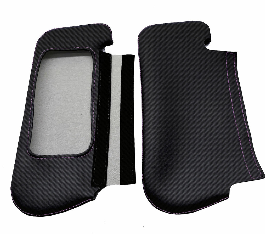 Carbon Fiber Sunvisors Cover for Ford Mustang (1987–1993) Black Purple Stitch