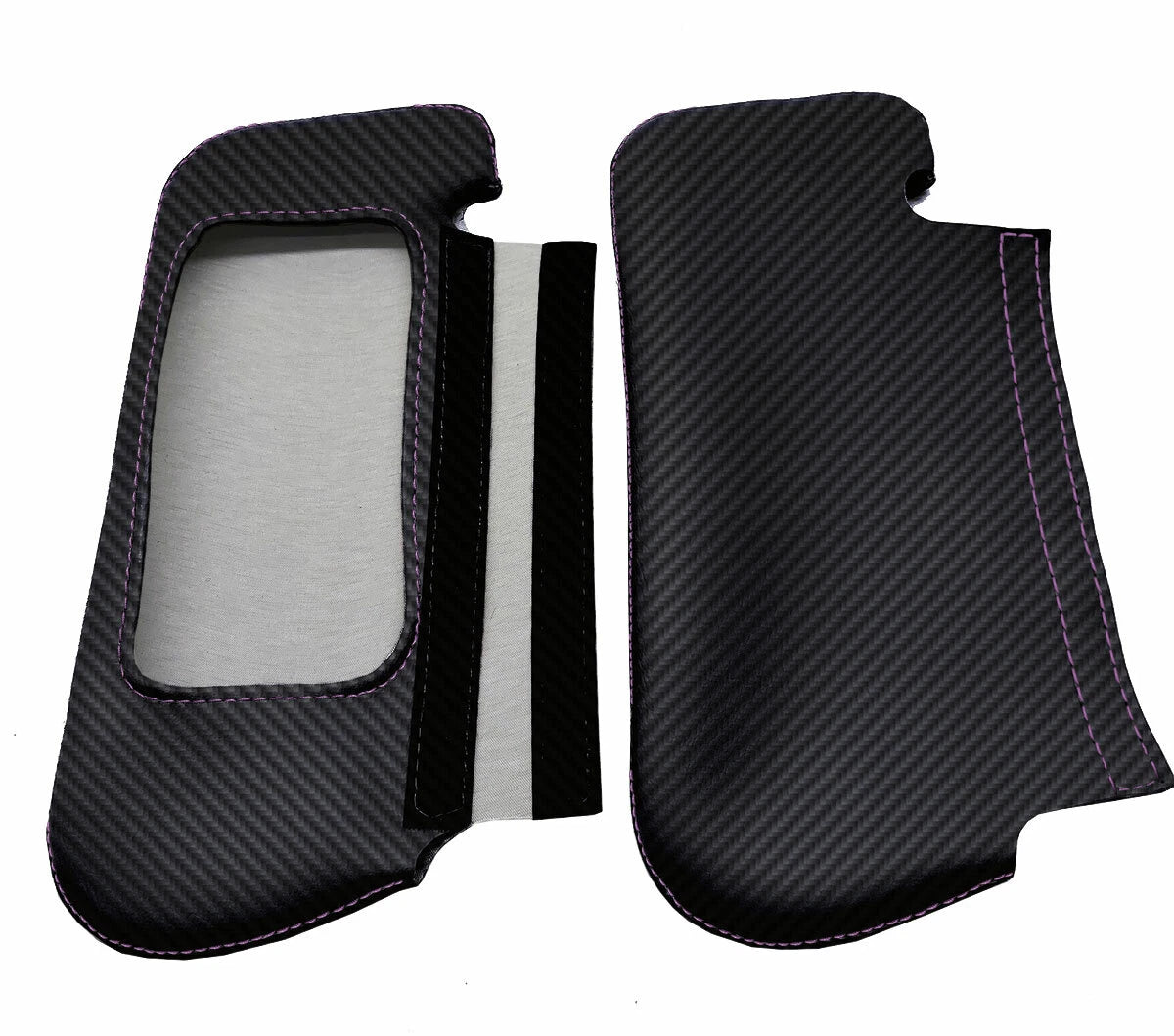 Carbon Fiber Sunvisors Cover for Ford Mustang (1987–1993) Black Purple Stitch