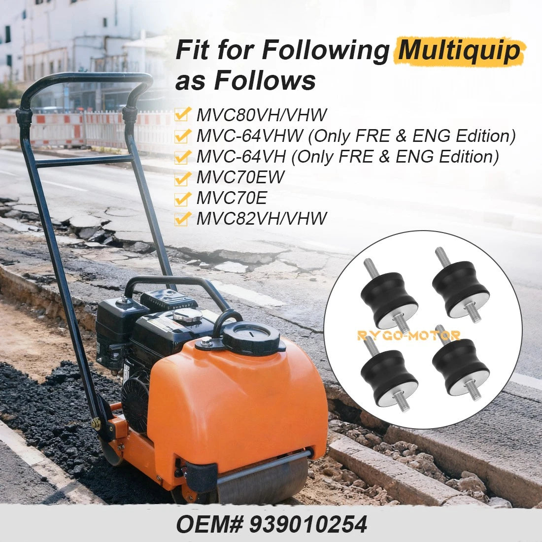4 Shock Mounts for Multiquip Mikasa MVC80VH/VHW