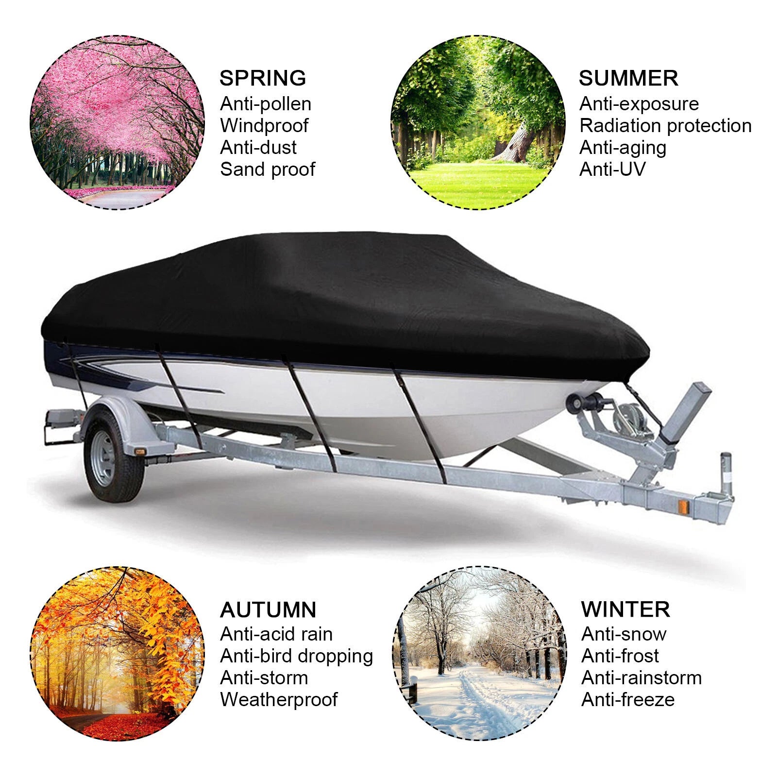 Heavy Duty Waterproof Boat Cover for V-Hull (2020–2022)