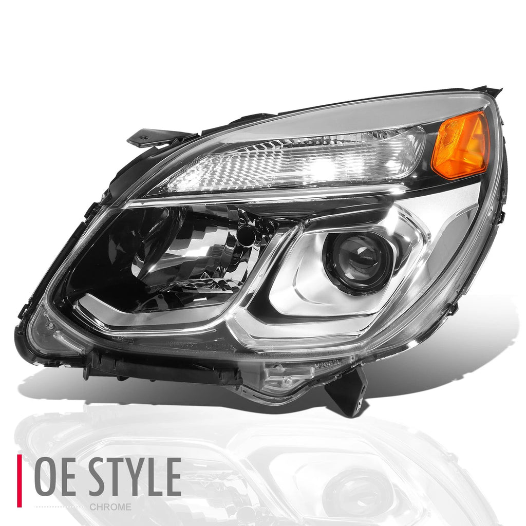 Left Side Chrome/Amber Projector Headlight for Chevy Equinox (2016–2017)