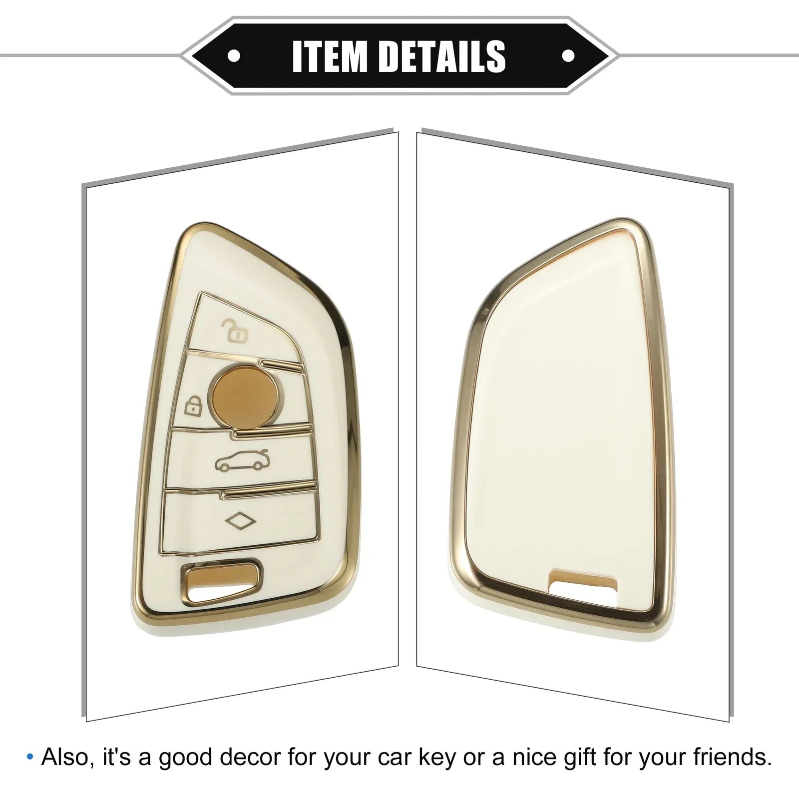 1 Set 4 Button Remote Keyless Key Fob Cover for BMW X1 X3 X5 X6 X7 White