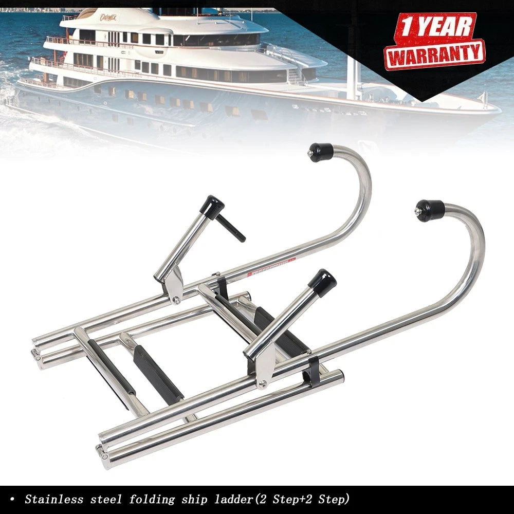2-Step Stainless Steel Folding Dock Ladder for Boats