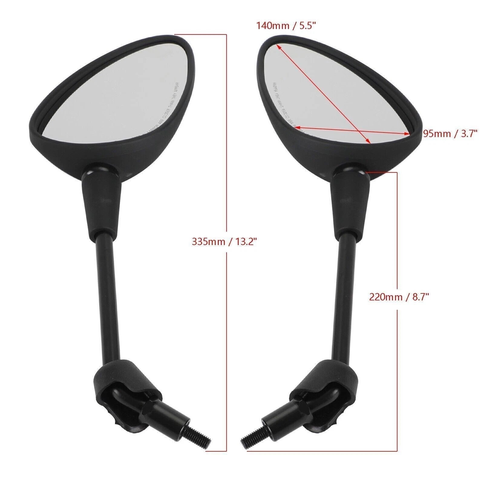 Mirror Pair Black for Vespa GTS HPE, Sprint, Primavera 125, 150, Elettrica #3