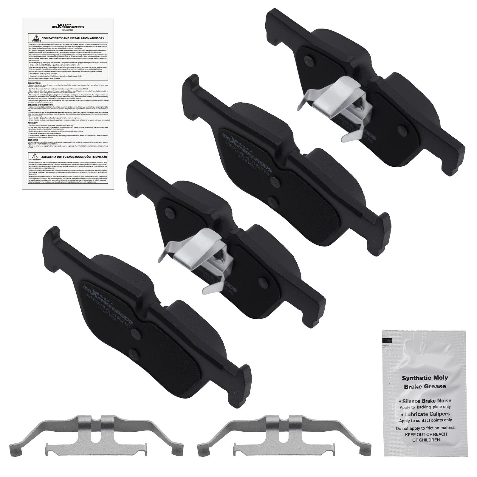 Set of 4 Rear Ceramic Brake Pads for BMW 328d 2014–2018 428i 2014–2015 D1613