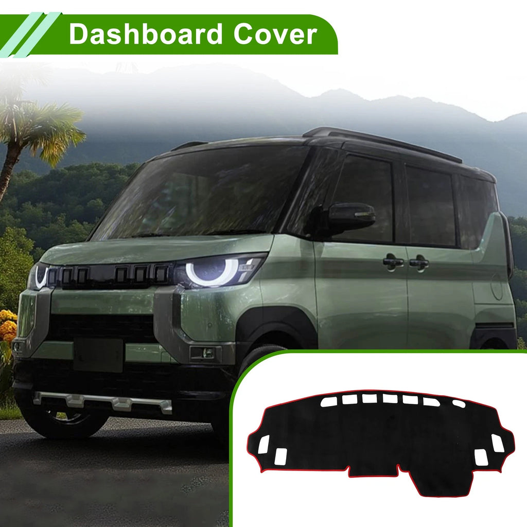Dashboard Cover for Mitsubishi Delica Mini B34A B35A B37A B38A (Black Red Flannel)