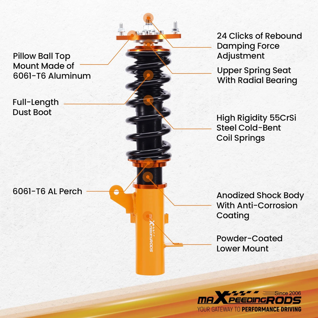 24-Way Adjustable Coilovers for Hyundai Tiburon GS (2003-2008)