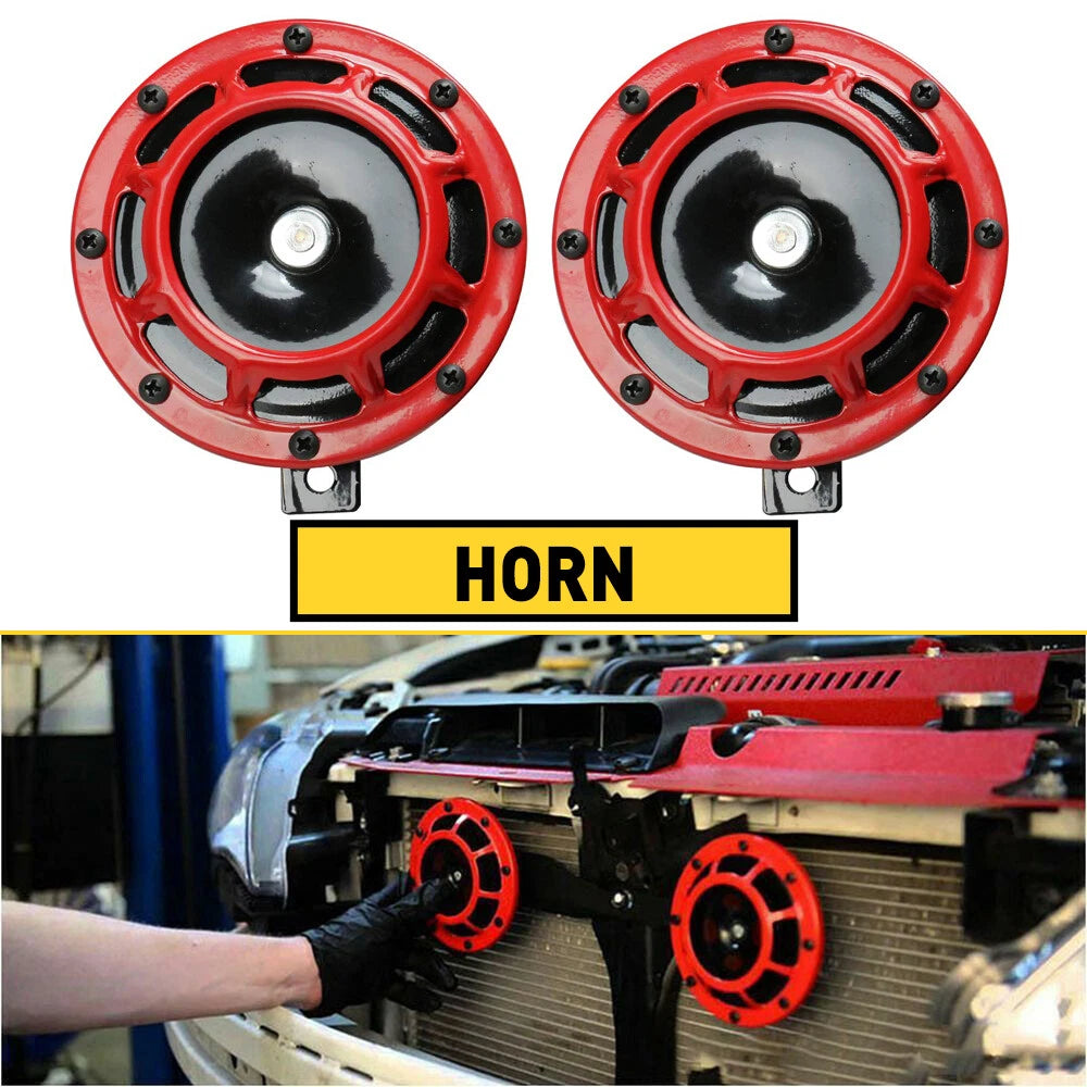 2X Super Loud Electric Car Air Horn Kit for Universal Vehicles (12V)