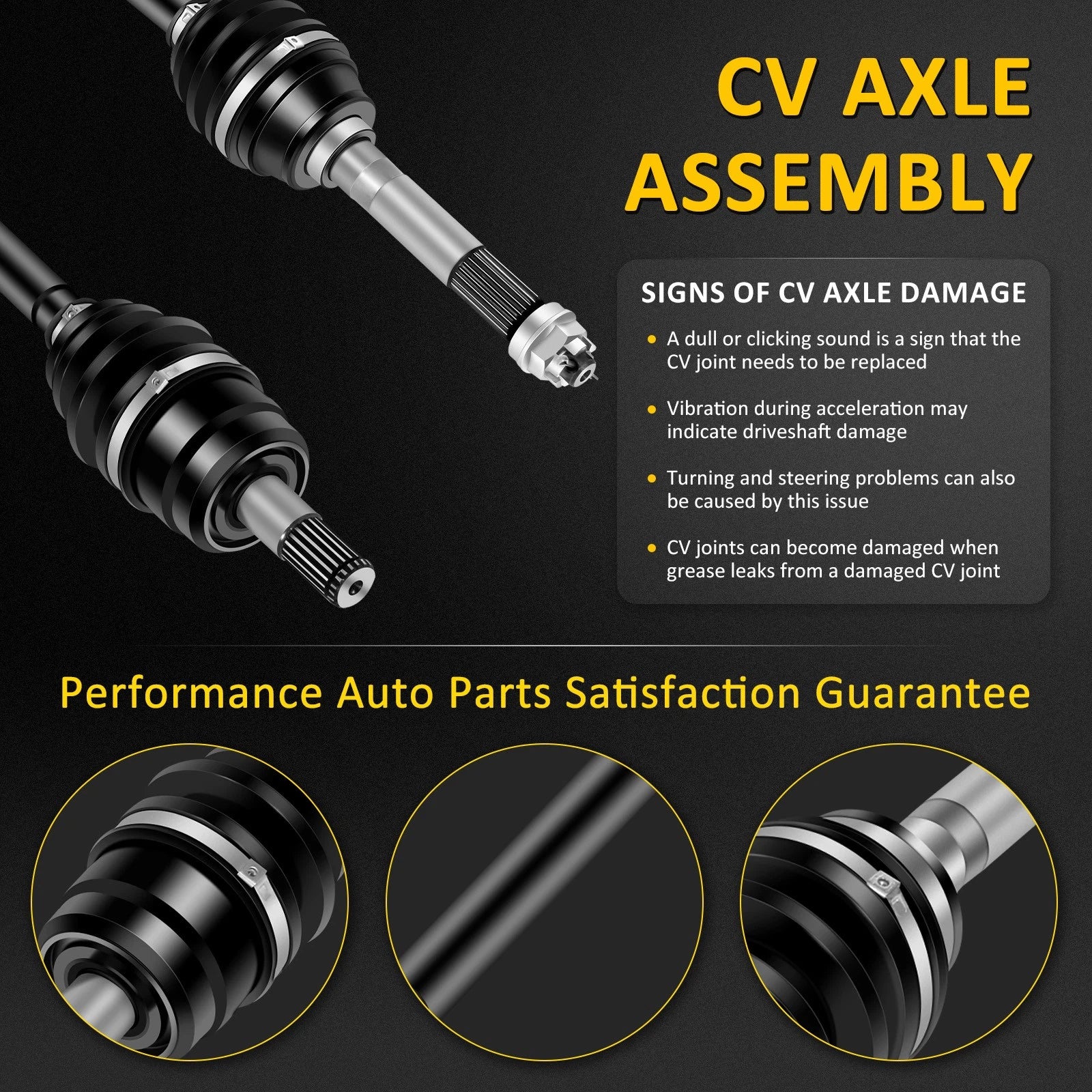 Set of 2 CV Joint Axle Shafts for Mule 610 (2005–2009)