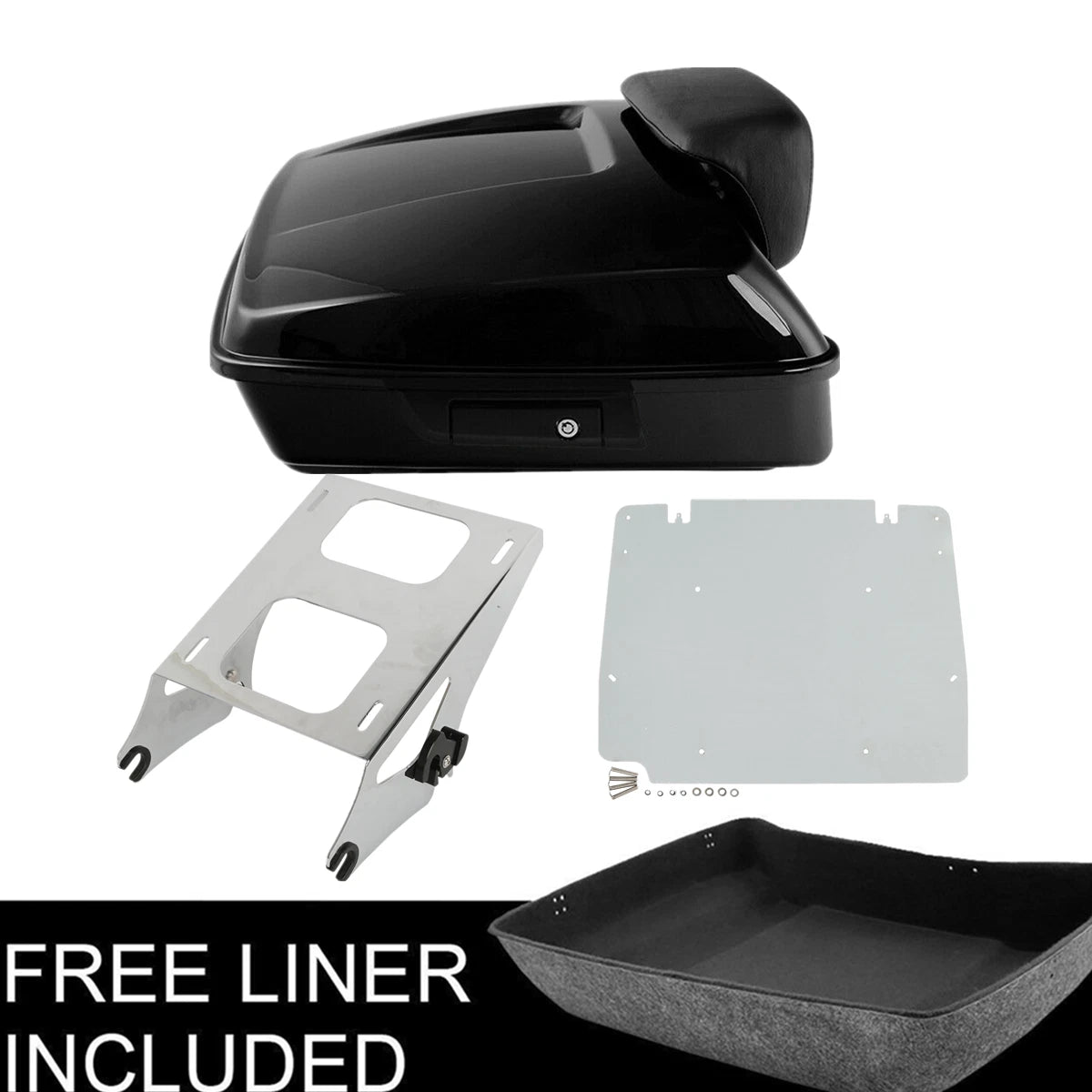 Chopped Trunk Backrest Pad Mount Rack Plate for Harley Touring (2014–2023)