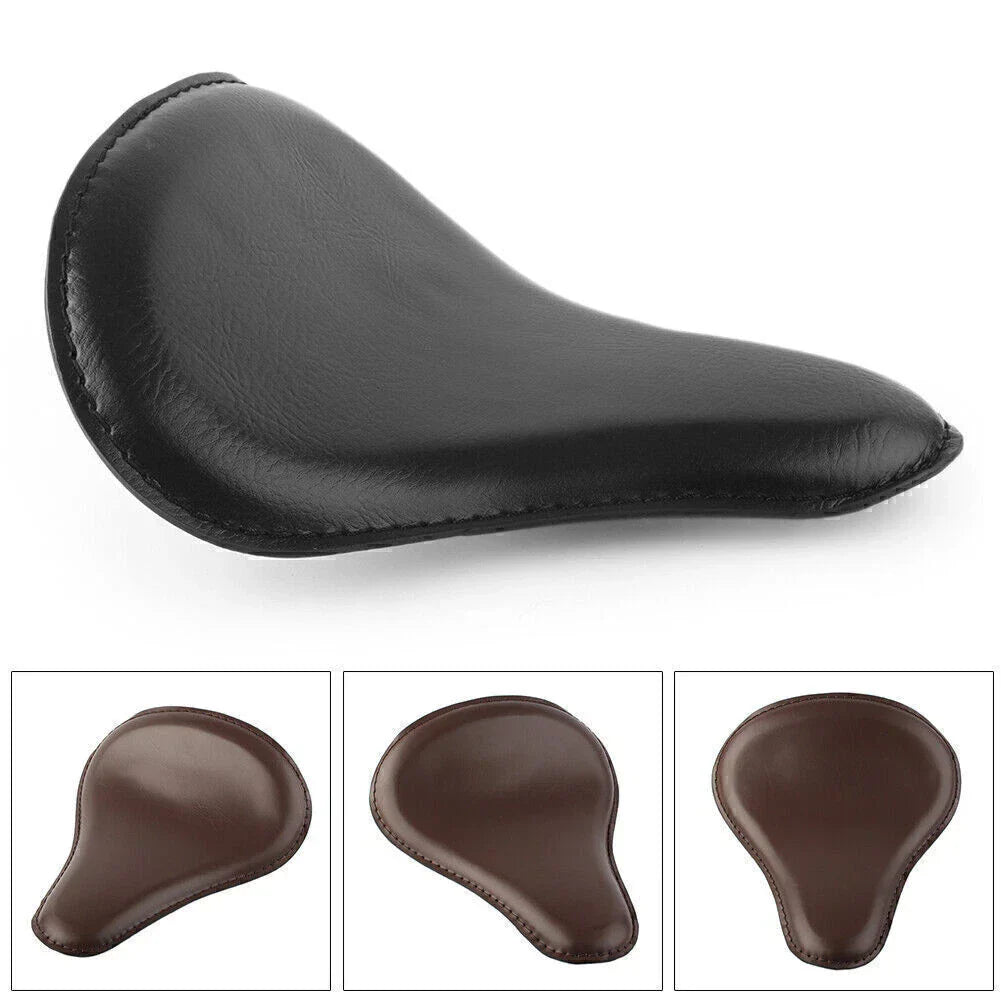 13.5"x12" Solo Slim Black Large Leather Seat for Harley Bobber Chopper