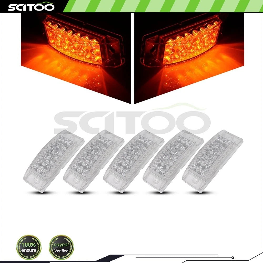 5PCS 6" Amber 20LED Clear Lens Turn Signal Side Marker Lights for Freightliner