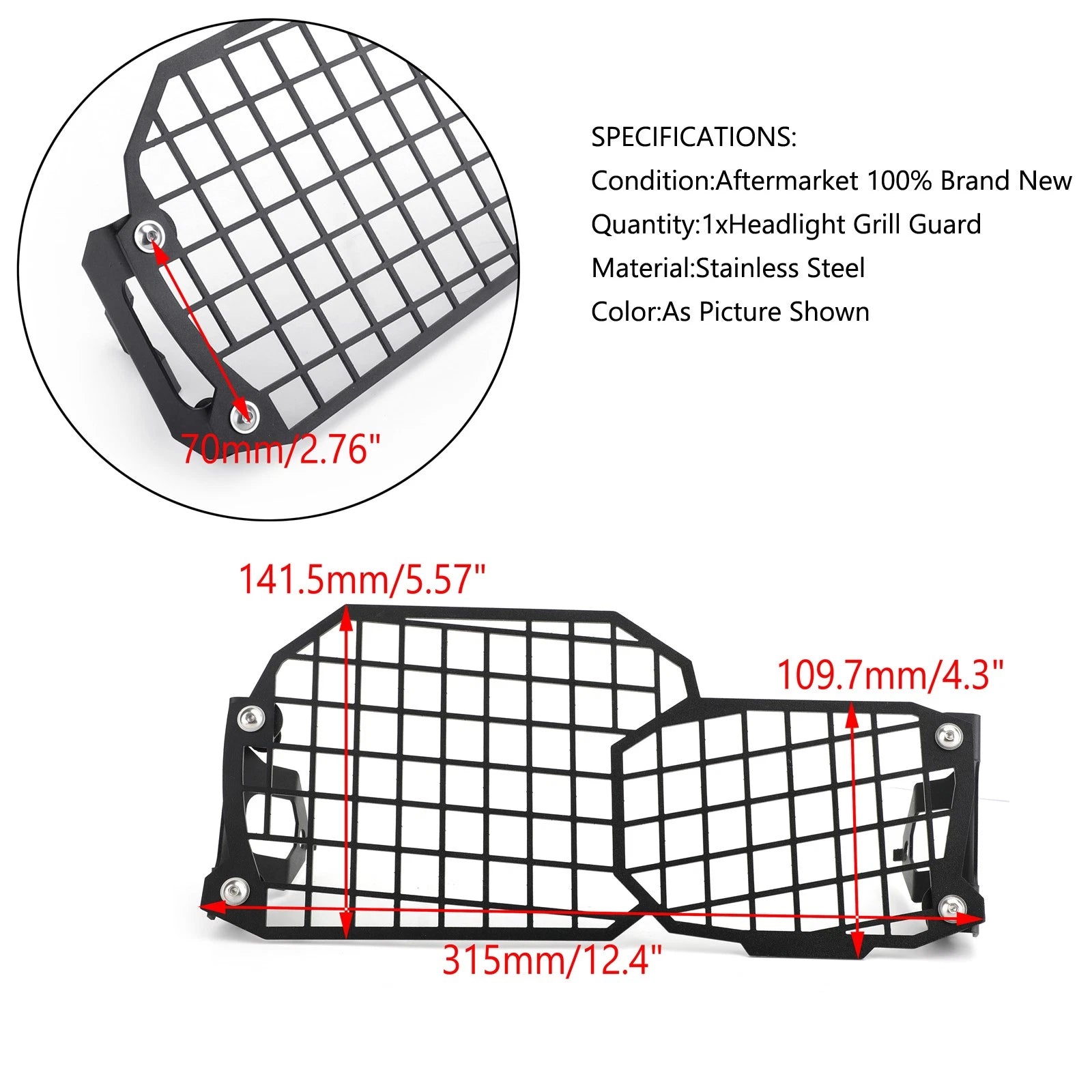 LED Headlight Guard Grill for BMW F800GS 700GS F800R F650GS (2008–2017)