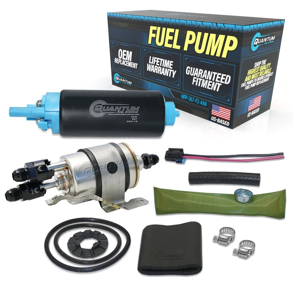 QFS Intank Fuel Pump + Filter for GM (1982–1995) EP381, 8AN Fittings