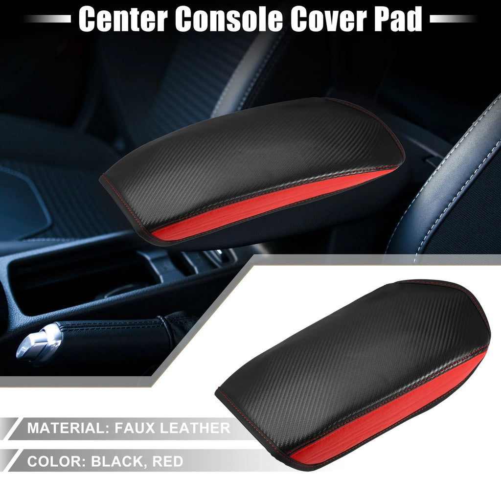 Center Console Cover Pad for Mitsubishi Outlander (2014–2023) Faux Leather Black Red