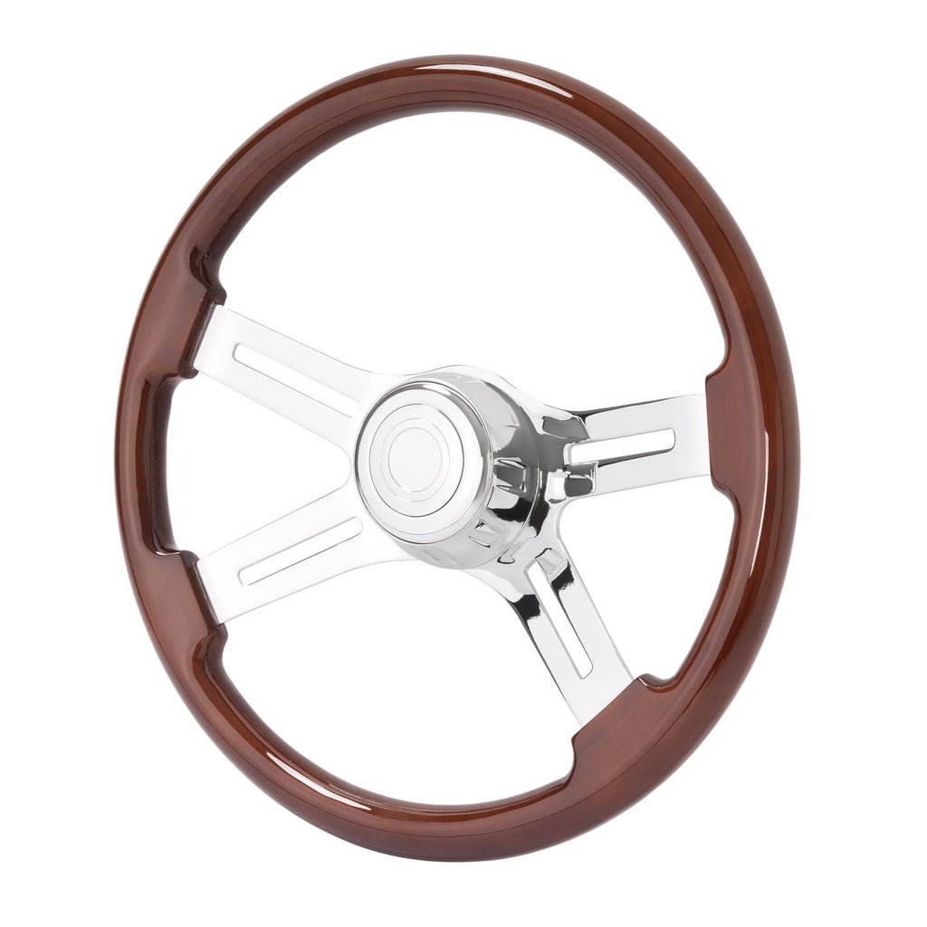 18" Chrome Wood Steering Wheel for Freightliner Kenworth Peterbilt (1986–Present)