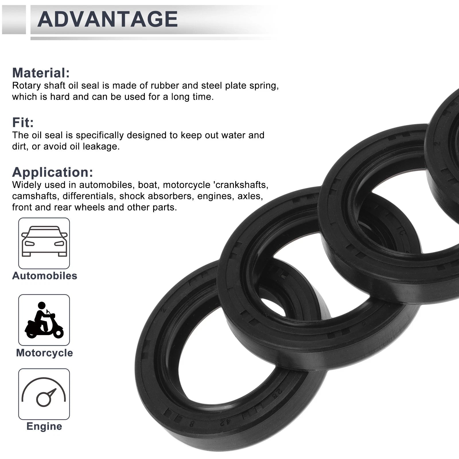 Set of 5 Oil Seal Rotary Shaft Seal TC Ring 28x42x8mm Nitrile Rubber