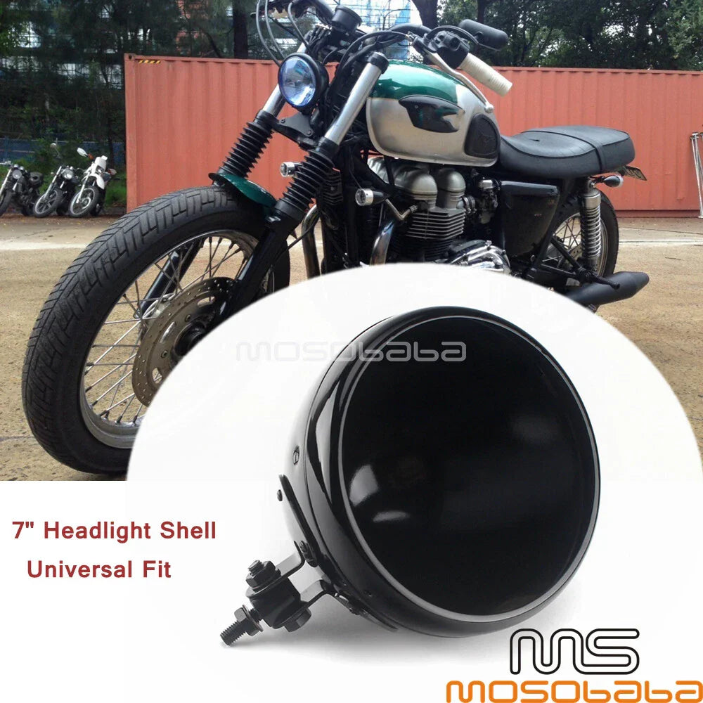 7" Gloss Black Headlight Cover for Harley Dyna Softail