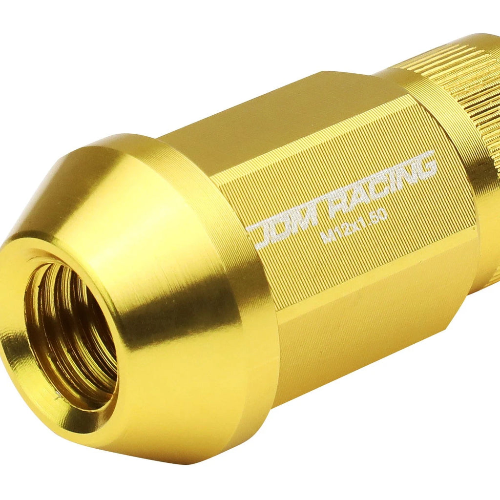 Set of 4 Open End M12x1.5 Gold Aluminum JDM Rim Wheel Lug Nuts 44mm Tall