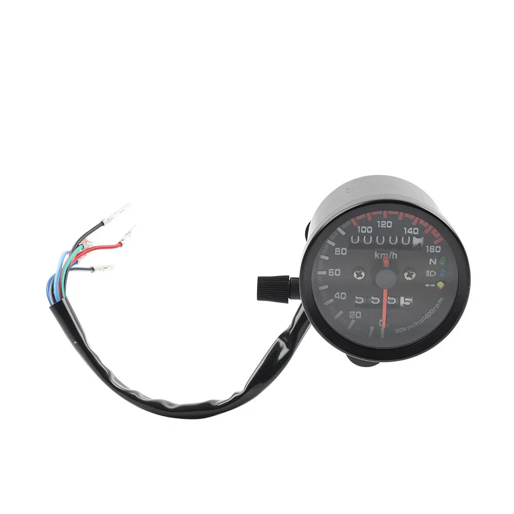 Mini Speedometer Odometer Gauge w/ Indicator Light for Motorcycle (12V)