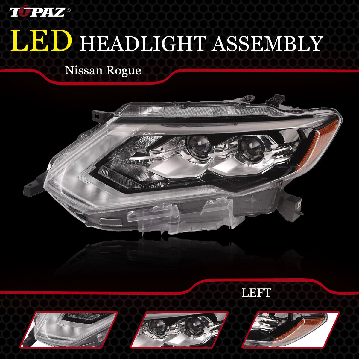Left Driver Side Halogen Headlight Assembly for Nissan Rogue (2014–2016)