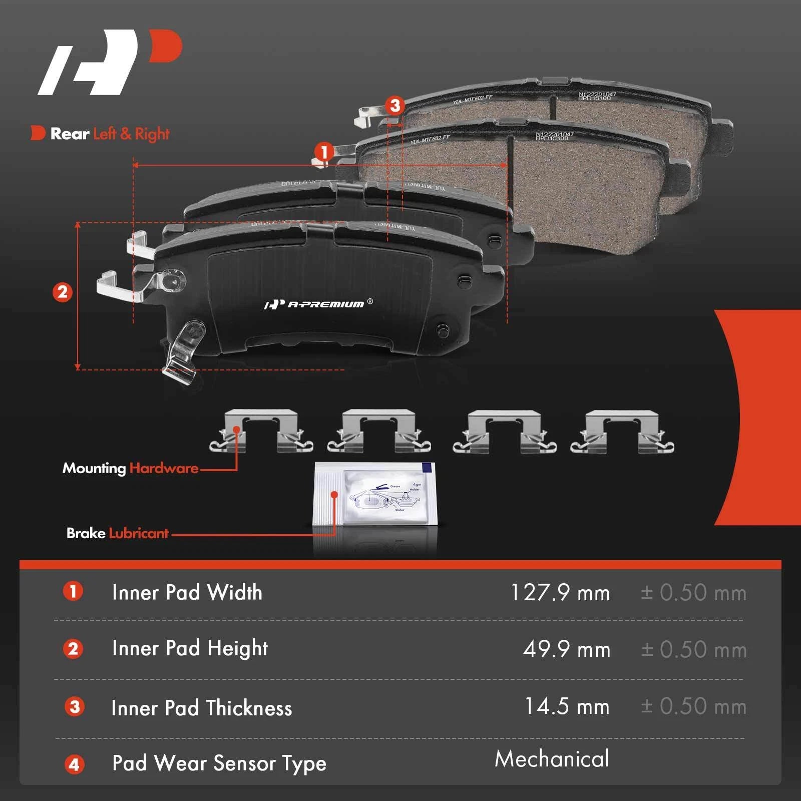 Set of 4 Rear Ceramic Brake Pads for Nissan Armada (2017–2019) INFINITI QX56 (2011–2013)
