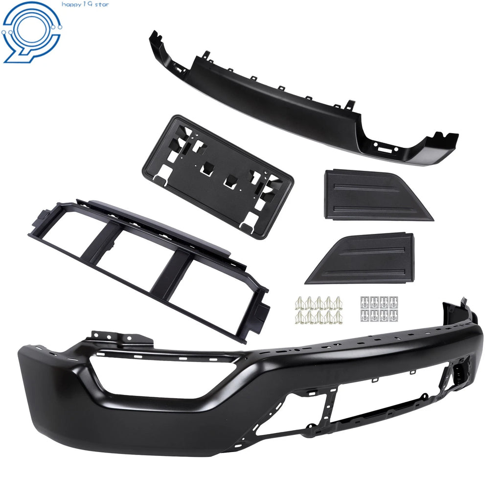 Set of 6 Front Bumper Face Bars for Ford F150 (2021–2023) Black Steel