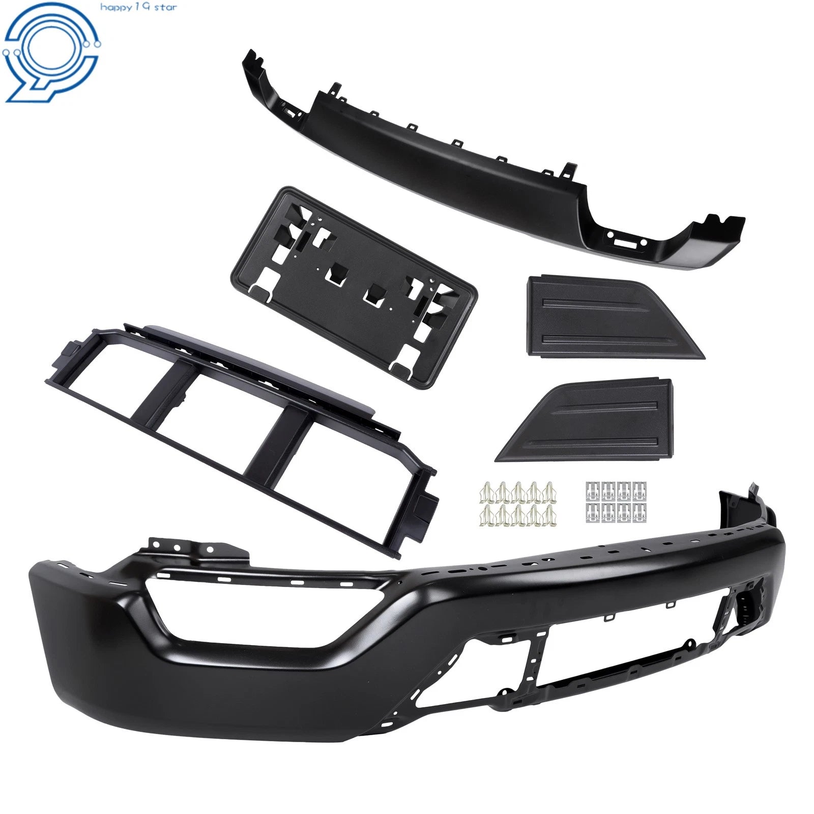Set of 6 Front Bumper Face Bars for Ford F150 (2021–2023) Black Steel