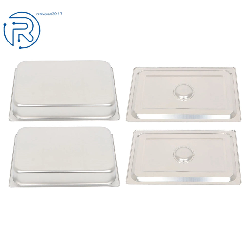 Set of 2 Full Size Hotel Pans for Commercial Use (4" Deep)