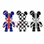 3x Bear Cartoon UK Flag Window Reflective Sticker for Mini Cooper (2014-2020)