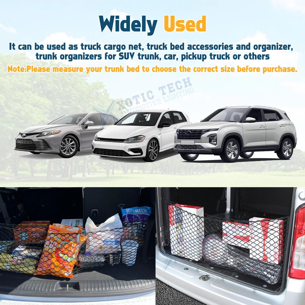 Rear Cargo Storage Net for Black Nylon for Car, Vans, SUVs (-)