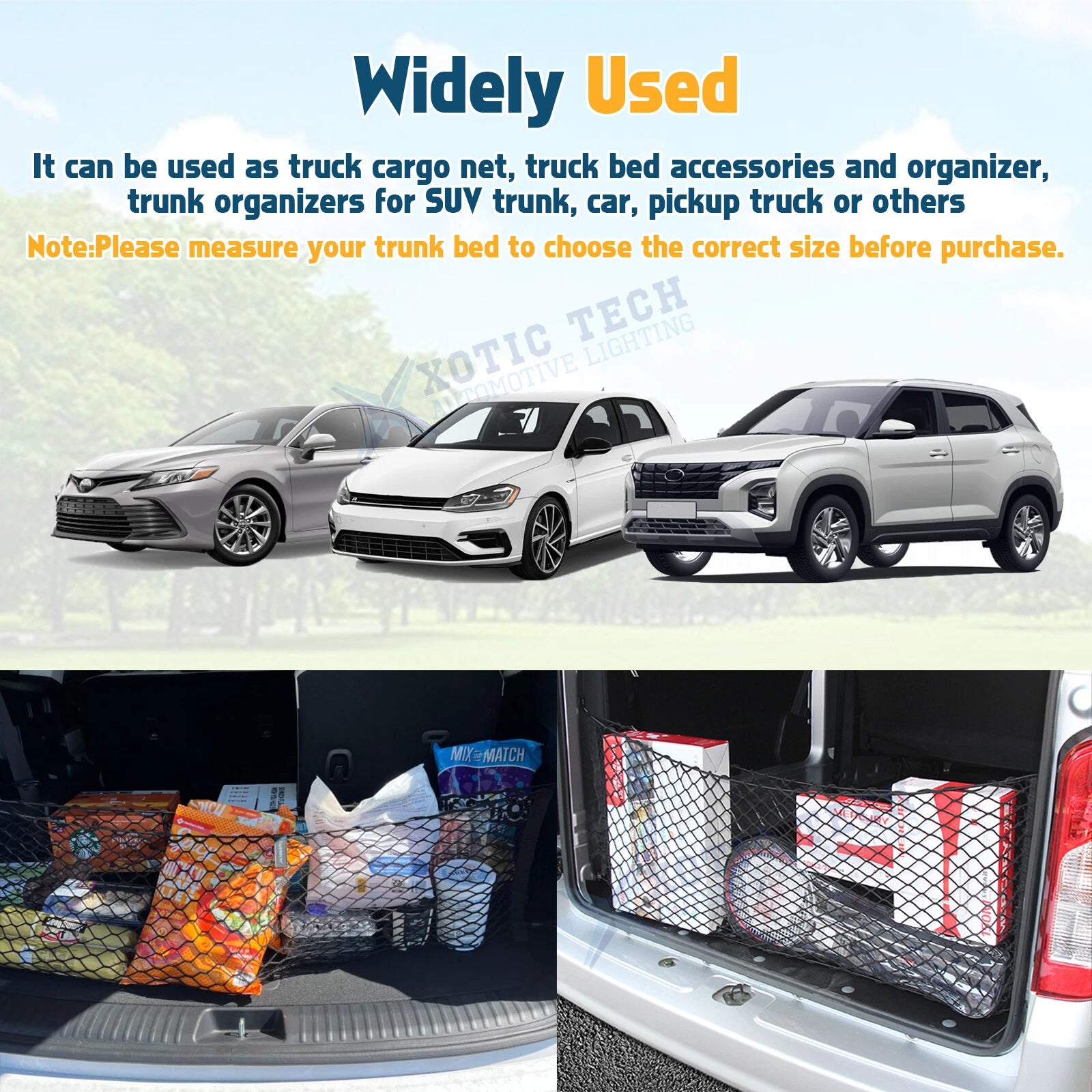 Rear Cargo Storage Net for Black Nylon for Car, Vans, SUVs (-)